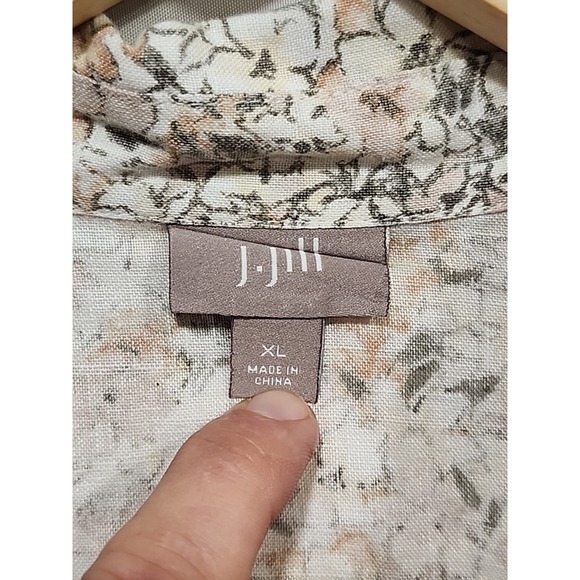 J. Jill Linen Blouse Womens XL Button-up  Long Sleeve, Floral Print‎ 100% Linen - Picture 2 of 9